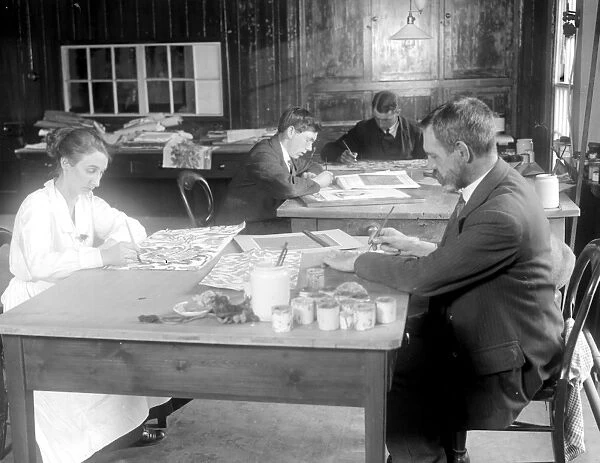 Carpet making at Wilton. The designing room. 5 November 1920