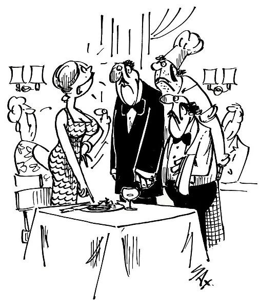 Cartoon by Sax Battle of the sexes You call this nouveau cuisine Usually paying