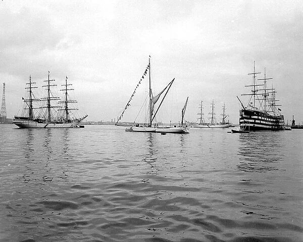 Centenery Year Celebrations, Greenhithe, Kent. Tall masts of visiting sailing vessels