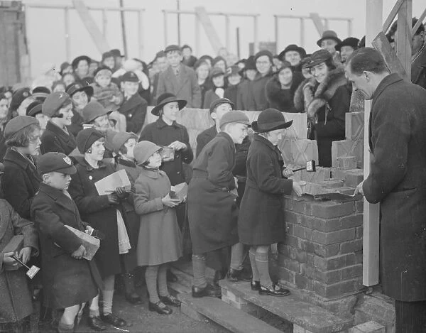Children laying the foundation stones at the building of the new Baptist Hall at Sidcup