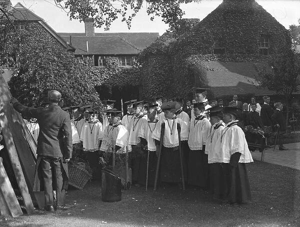 Choir boys at the Harvest Festival at the Heritage Craft schools, Chailey, west Sussex