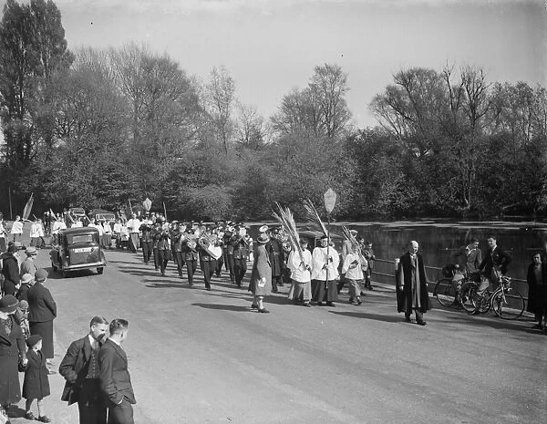 Choir boys in procession during the Palm Sunday celebrations at Orpington, Kent