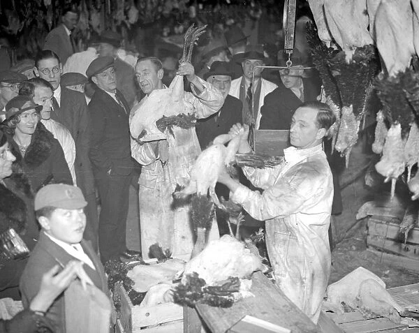 Christmas, 1936. Auctioning the Christmas Turkey. 23 December 1936