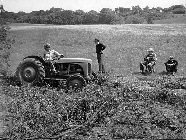 Churchill with Christopher Soames and Anthony Eden on his farm at Chartwell in Westerham