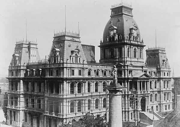 The City Hall, Montreal, which has been destroyed by fire. The fall of the great