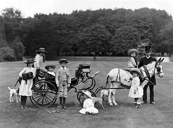 Connaught and Battenberg Children in small Donkey Carriage at Osborne August 8 1891