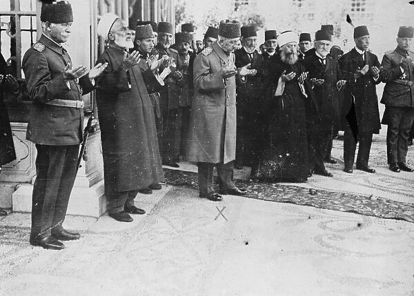 Constantinople. The Sultan of Turkey at prayer at the weekly celebration at Selamlik
