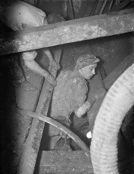 The construction of the Dartford Tunnel. Dirty and dangerous work for the workmen