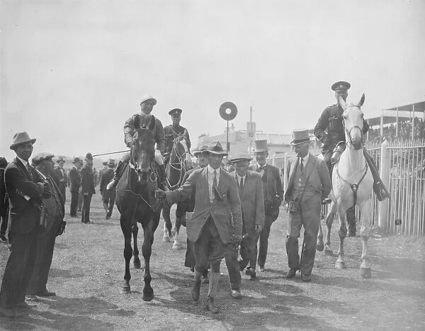 The Coronation Cup race at Epsom. Franklin (s Donoghue up ) being led in after