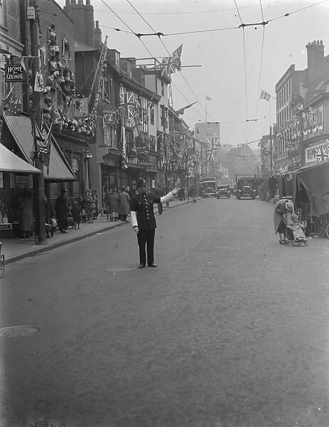 Coronation decorations in Dartford, Kent, to celebrate the coronation of King George VI