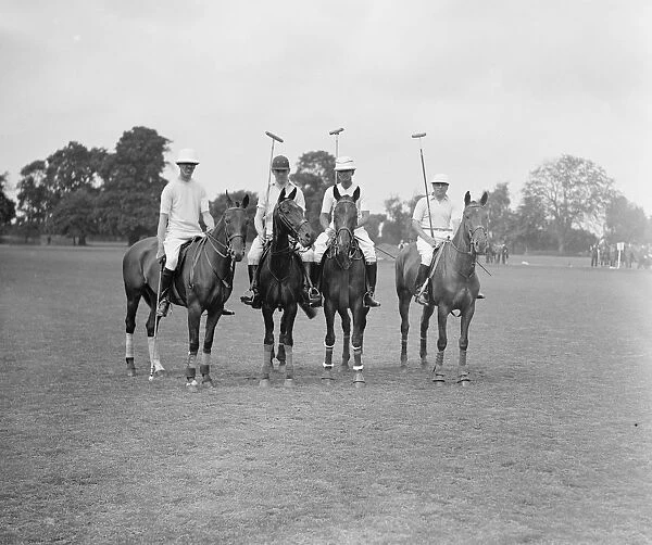 County Polo at Ranelagh C team, left to right A David, Maharejah of Jaipur