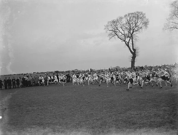 Cross country race Darenth, Kent. The start. 1937