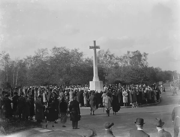 The crowd around the war memorial at the Armistice Memorial Service in Chislehurst, Kent
