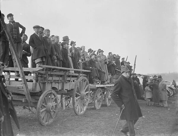 A crowd watch a demonstration of steam tractor cultivation at Farningham, Kent. 1938