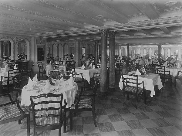 The Cunard liner Scythia 1st Class dining room October 1921