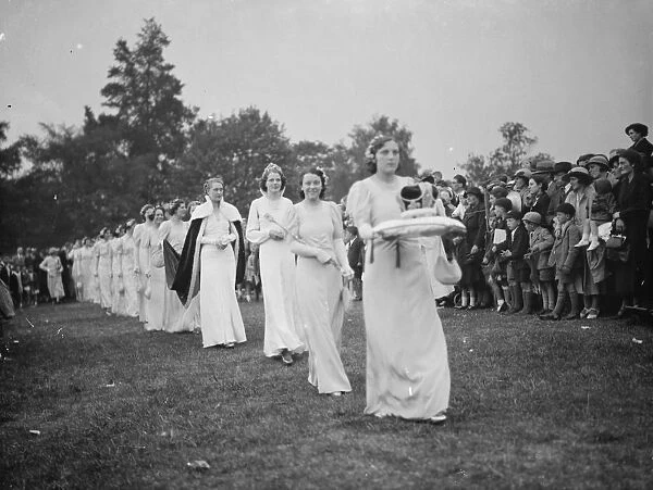 The Dartford Carnival Queen with her attendees arriving for the queens coronation. 1938