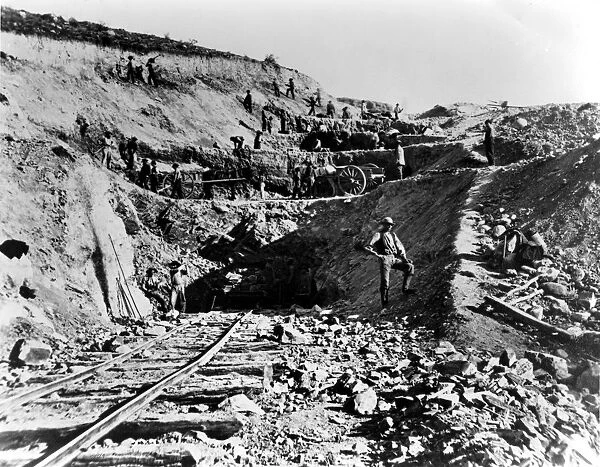 Deepcut No 1 west of Wilhelmina Pass, Weber Canyon showing method of excavation