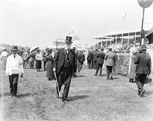 Derby day at Epsom Lord D Abernon walking on the course 31 May 1922