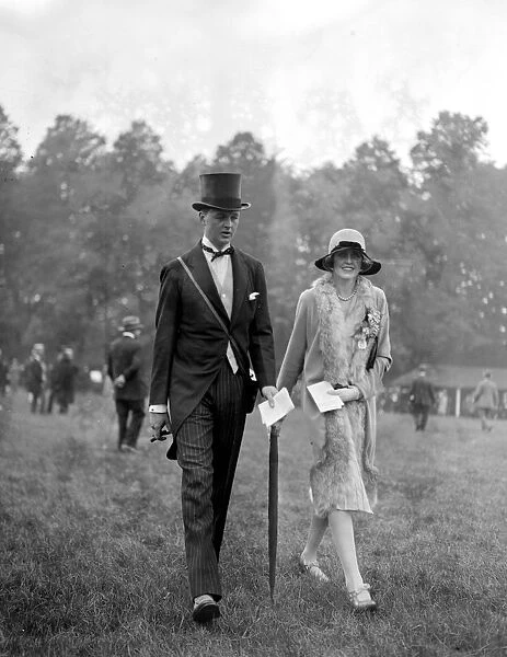 Derby Day at Epson. Lord Blandford and Mrs Euan Wallace. 1927