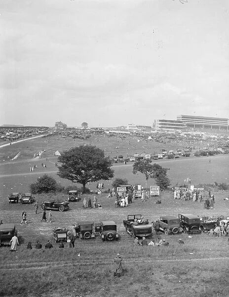 The Derby. General view of the course and Epsom Downs. 1928