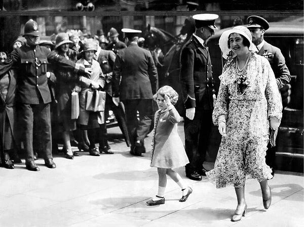 The Duke and Duchess of York arrive with Princess Elizabeth at Olympia to see the Royal Tournament