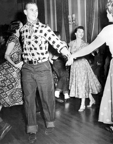 The Duke of Edinburgh swings his partner at Ottowa Barn Dance 15th October 1951
