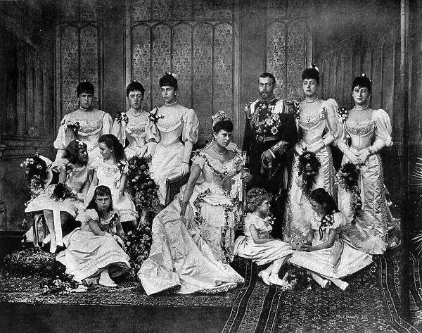 The Duke of York and his bride with the bridesmaids Back row, left to right, Princess