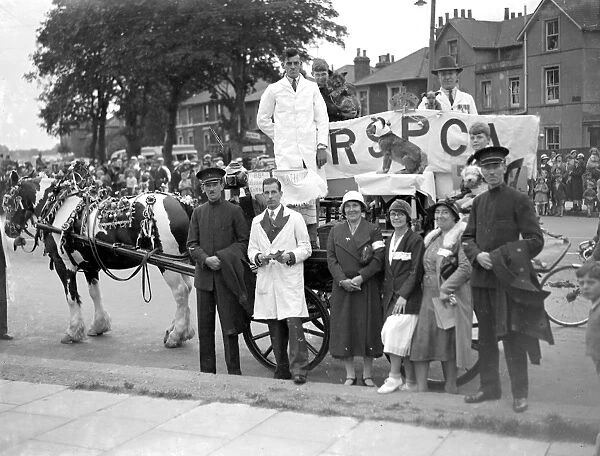 Eltham Carnival in Kent. R. S. P. C. A. Procession. 1934