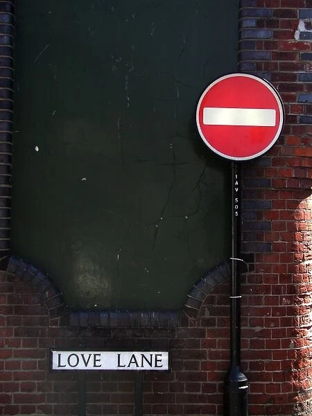 No Entry into Love Lane, Canterbury, Kent, England