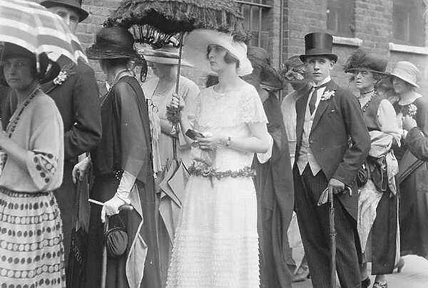 At Eton and Harrow cricket match at Lords, London Lady Mary Thynne waiting in the