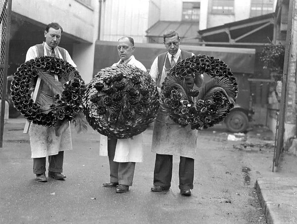 Ex-servicemen at the British Legion Poppy Factory at Richmond are busy preparing