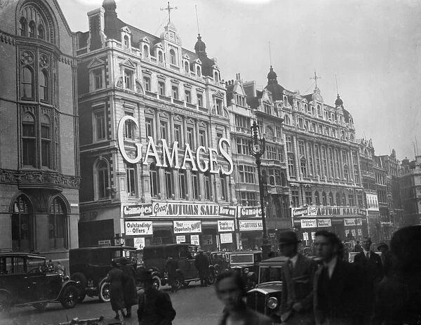 The exterior of Gamages department store at Holborn, London. October 1934
