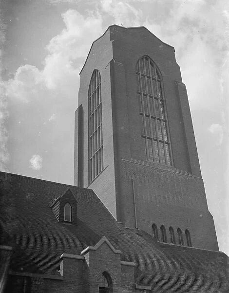 An exterior view of St Edmunds Catholic Church in Beckenham, Kent. 1938