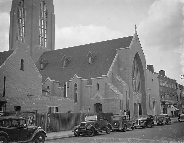 An exterior view of St Edmunds Catholic Church in Beckenham, Kent. 1938