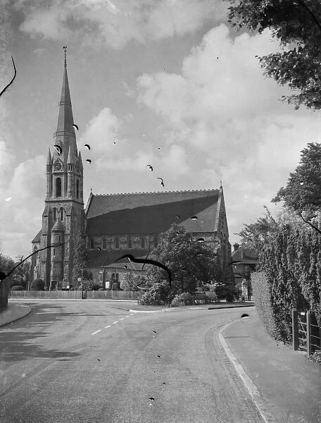 An exterior view of St John the Evangelist church in Bexley, London. 1939