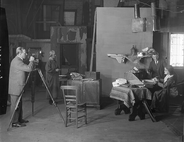 Filming Ibsens Pillars of Society. The cast includes Ellen Terry. 1920