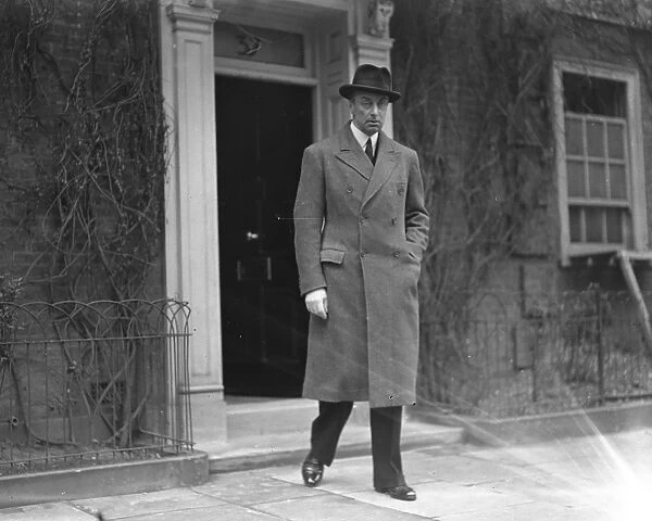The Finnish Ambassador, M Grippenberg, leaving the Legation, after receiving the