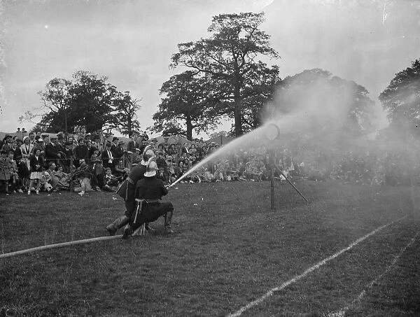 Fire brigade tournament at Danson Park, Bexley, London. The hose display