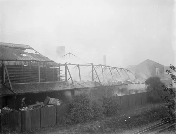 Fire at the the Vickers factory in Crayford, Kent. 1936