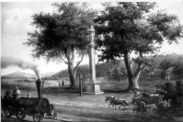 The first train steaming into Cracow in 1847