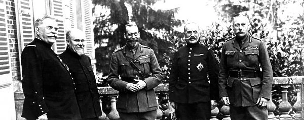 First World War King George V with General Joseph Joffre, President Poincare