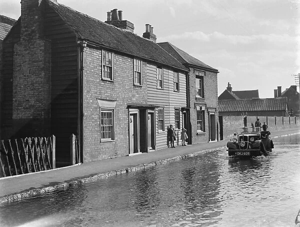 The flooded Watering Lane in Faversham, Kent. 1937