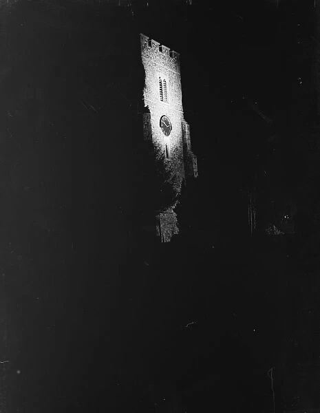 Floodlight on Crayford Church, Kent. 1937