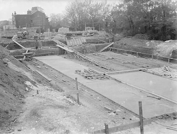 The foundations laid for the Swanscombe baths in Kent. 1936