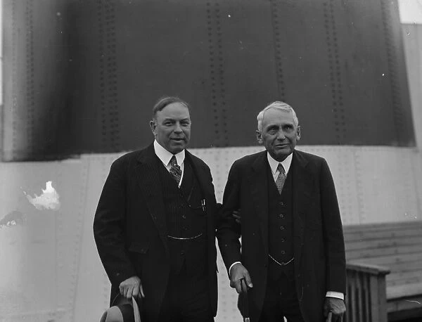 Frank B Kellogg and the Canadian Premier at Plymouth on their way to Paris for the Peace Pact