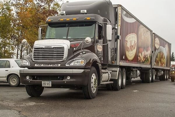 A freightliner 6x4 artic unit, hauling for the Canadian icon, Tim Horton s coffee