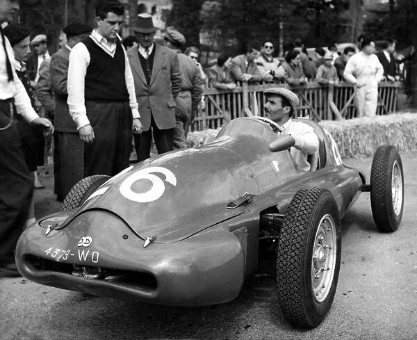 French Paul Armagnac, during a practice session at Pau, France, in a D B Panhard machine