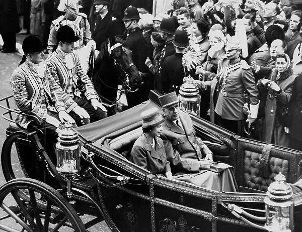 The French President Arrives The Queen with General de Gaulle as they drove