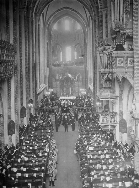 Funeral of the late Queen of Denmark. The interior of Roskilde Cathedral during