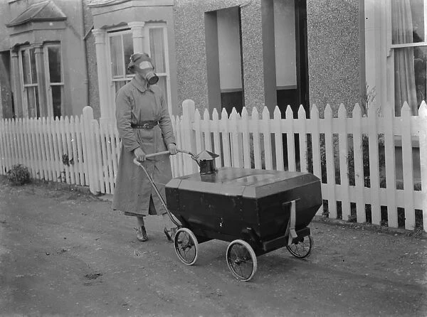 Gas proof pram invention in Hextable, Kent. 1938